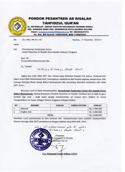 Contoh Pengajuan Proposal Sumur Bor Ilustrasi Riset