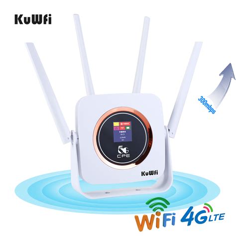 KuWFi 4G WIFI Router Cat6 300Mbps Unlocked 4G WIFI LTE SIM RJ45 Lan