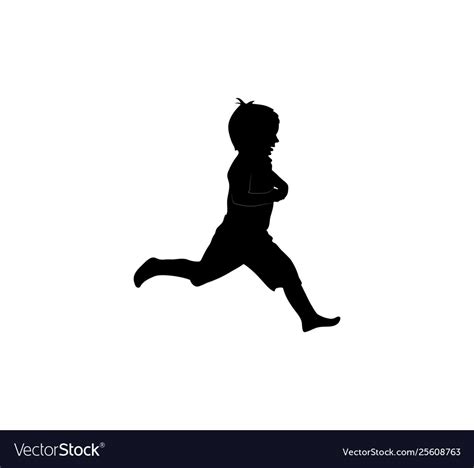 Isolated icon black silhouette running child Vector Image