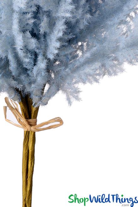 Artificial Flocked Pampas Grass Bundle 13 Ice Slate Blue Flower Spray