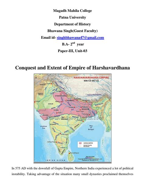 SOLUTION: Extent of harshavardhanas empire - Studypool