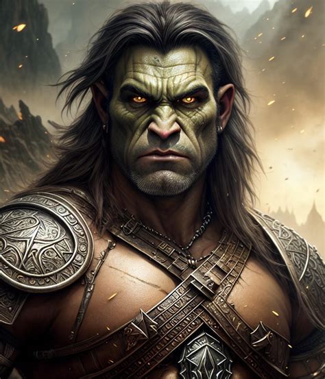 Rpg 40 Half Orc Barbarian Short Hair Fantasy Backg By Jaredsyn On