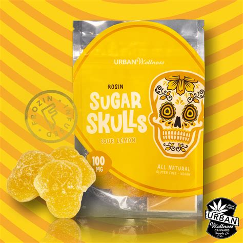 Rosin Sugar Skull Sour Lemon Urban Wellness Gummies Jane