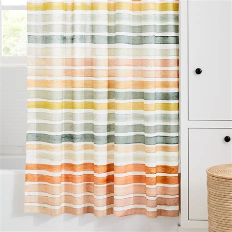 Watercolor Stripe Shower Curtain West Elm