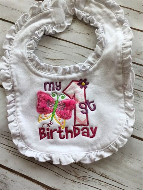 Items Similar To Girl First Birthday Bib 1st Birthday Bib First