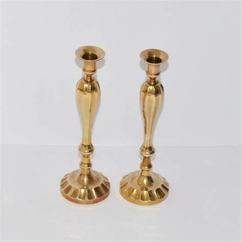 Vintage Solid Heavy Brass Candlestick Holders Pair Etsy