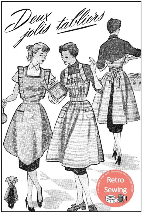 1950s Apron Ready Printed French Sewing Pattern Bust 37 Etsy