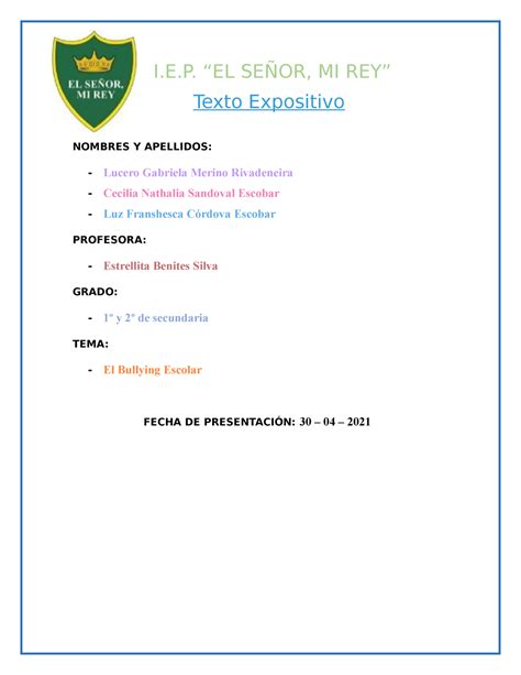 Zapatilla Actividad Generador Texto Expositivo Sobre El Bullying