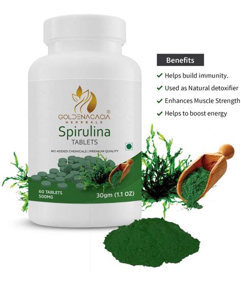 GOLDENACACIA HERRBALS Spirulina 500mg 60 Tablets Tablets 1 No S Buy