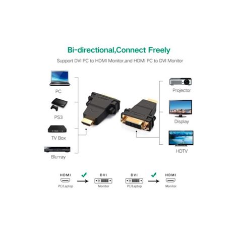 Ugreen Hdmi Male To Dvi 24 5 Female Adapter Black