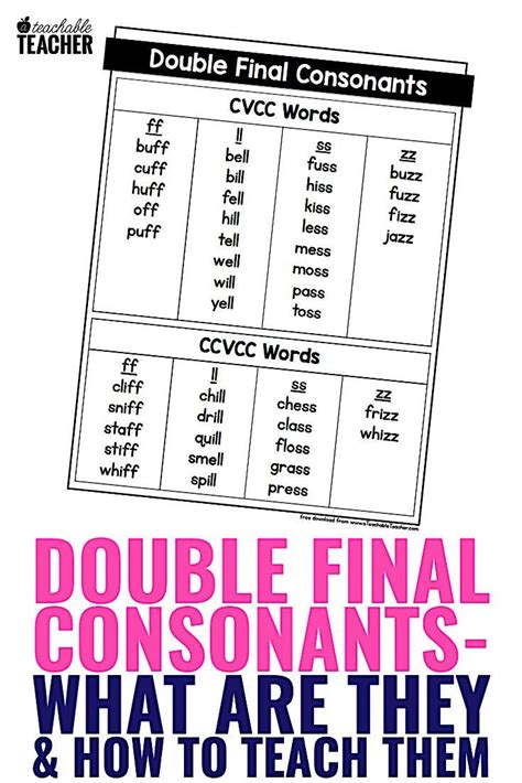 Double Final Consonant Worksheet Double Final Consonant Work