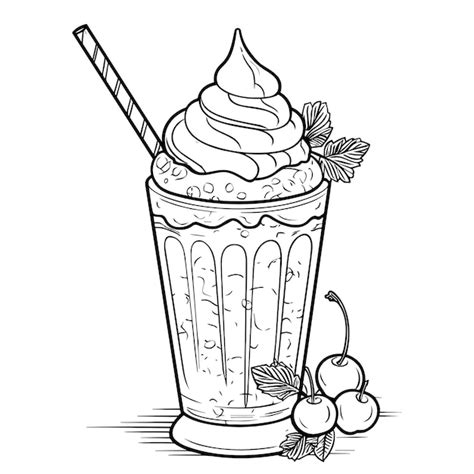 Milkshake Line Art Illustration Para Volantes De Men Caf Restaurantes