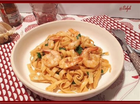 Tagliatelles aux crevettes à lail et persil Recette par Oh la gourmande