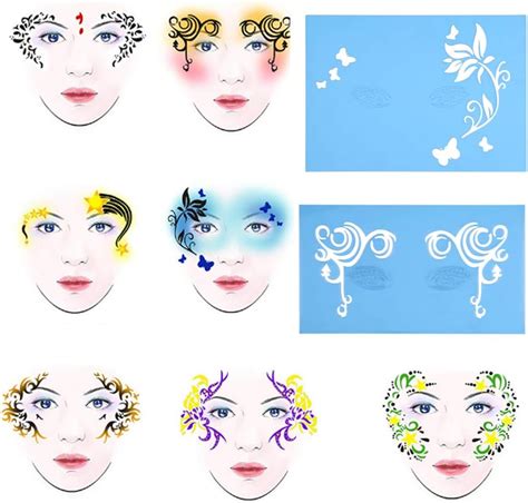 Amazon Face Paint Stencil Stickers 7 Styles Reusable DIY Face