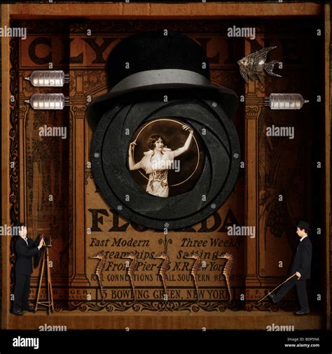 A Surreal Assemblage La Joseph Cornell Of A Woman Posing With A Hoop