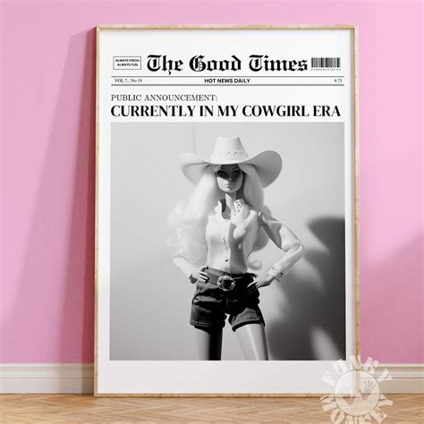 Kna Prints Pc Poster Cowgirl Era Newspaper Headline Print Coastal Cowgirl Trendy Hot Girl