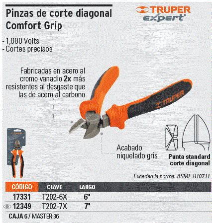 17331 T202 6X TRUPER Pinza Corte Diagonal 6 Alta Palanca Comfort