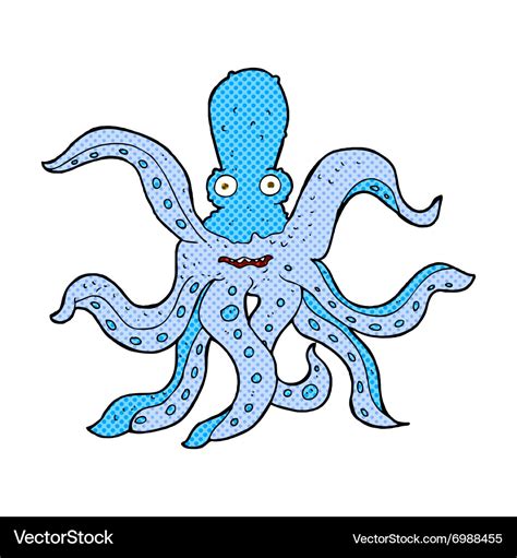 Comic Cartoon Riesen Oktopus Lizenzfreies Vektorbild