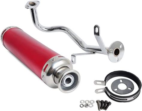 Nicecnc Red Exhaust System Muffler Pipe Compatible With Gy6 139qmb Qmb139 1p39qmb 4