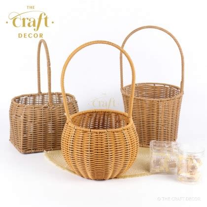 Round Weaving Rattan Basket With Handle