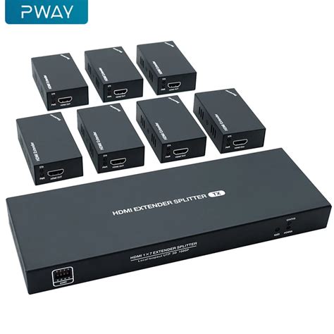 Pway 50m Hdmi Over Ip Extender 1x7 Port Over Cat5e Cat6 Ethernet Cable