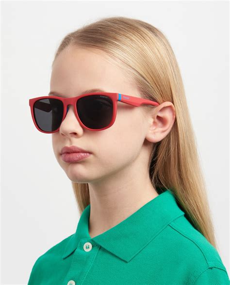 Gafas De Sol Infantiles Redondas Rojas Con Lentes Polarizadas