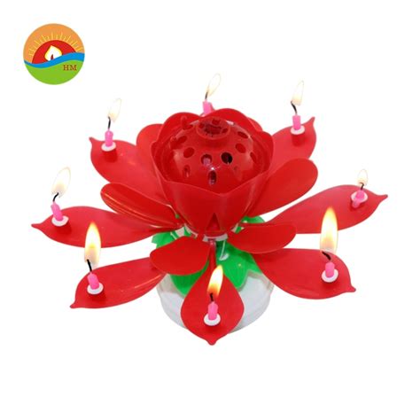 Decorative Birthday Cake Lotus Flower Musical Candles China Birthday