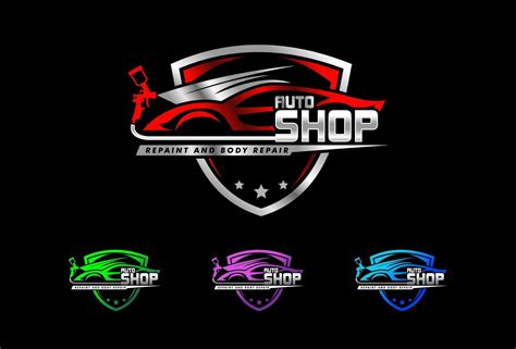 Auto Body Shop Logo Template Repair Repaint Restoration With Simple