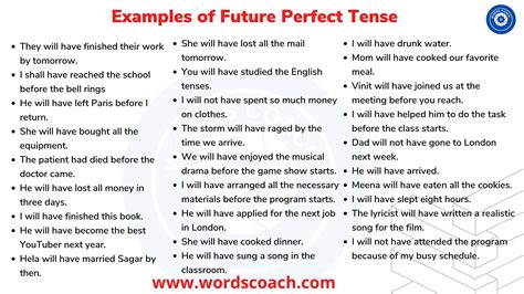 Examples of Future Perfect Tense - Word Coach