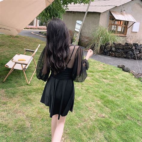 Swimsuit Women S Plus Size Cover Belly Long Sleeve Lace One Piece Fashion Hot Spring Vacation