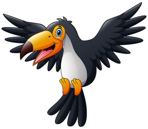 Premium Vector Cartoon Happy Bird Toucan Flying