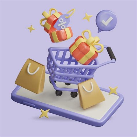 Un Caddie Avec Des Cadeaux Dessus Et Une étiquette Qui Dit " Shopping ...