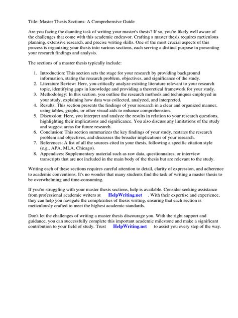 Master Thesis Sections Pdf Thesis