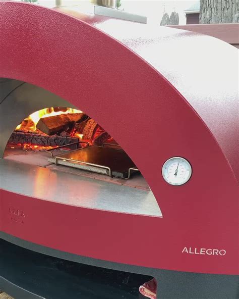 Alfa Allegro 39 Inch Outdoor Wood Fired Pizza Oven With Base Freestanding Antique Red Nyc