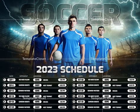 Soccer Schedule Card Of Team Photoshop Template