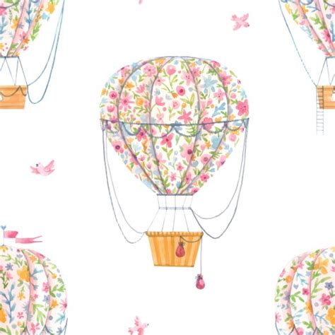 Seamless Pattern With Beautiful Hot Air Balloon Vector Image