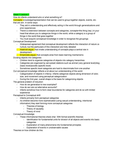 Developmental Psych Week 7 Week 7 Lecture 1 How Do Infants Understand