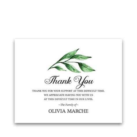 Personalized Funeral Thank You Cards Watercolor Greenery