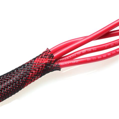 510m 4 25mm Redandblack Braided Cable Sleeve Tubing Wire Loom Harness