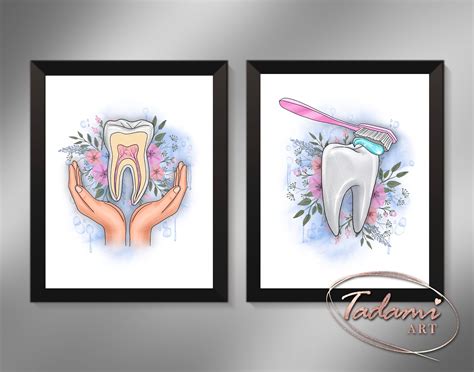 Dental Care Art Tooth Anatomy Medical Art Dentist Gift Pediatric