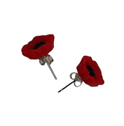 Red Poppy Flower Stud Earrings Poppy Flower Poppy Earrings Amazon