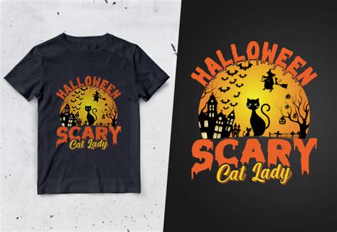 Halloween Scary Cat Lady T Shirt Design Graphic By Artive Studio