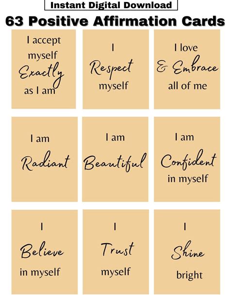 Positive Affirmation Card Deck Vision Board Printables Cards For Law