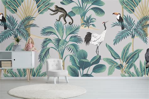 Botanical Jungle Wallpaper Mural - Tropical Wallpapers - Wall Murals