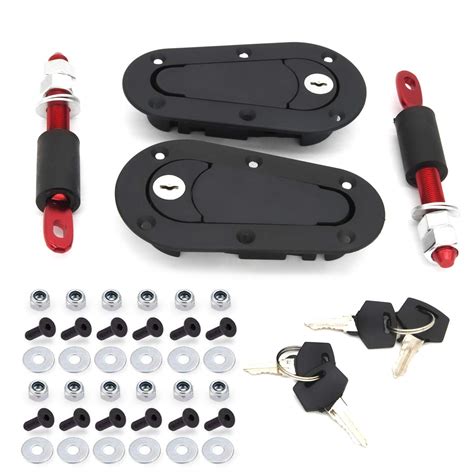 TIOIT COEME Flush Hood Latch And Pin Kit BlackUniversal Racing Car