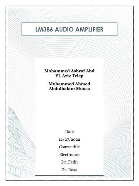 LM386 Audio Amplifier | PDF