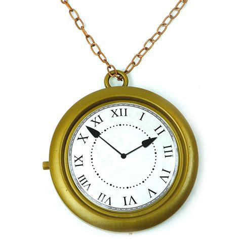 Skeleteen Jumbo Gold Clock Necklace White Rabbit Clock Hip Hop Rapper