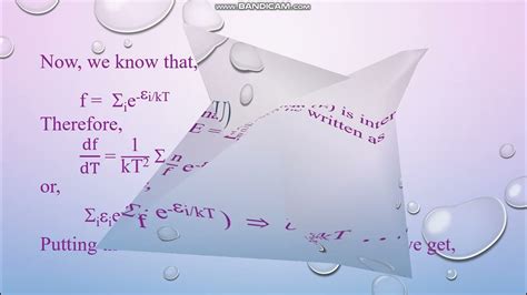 Statistical Thermodynamics Lecture 9 Partition Function And Internal Energy Youtube