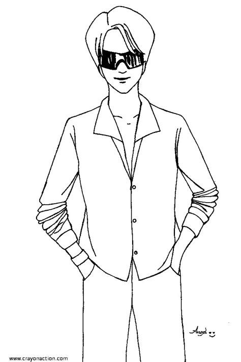 Fashion Man Coloring Page Crayon Action Coloring Pages