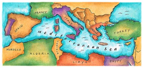 Map Of Mediterranean Sea Poster By Jennifer Thermes Photos